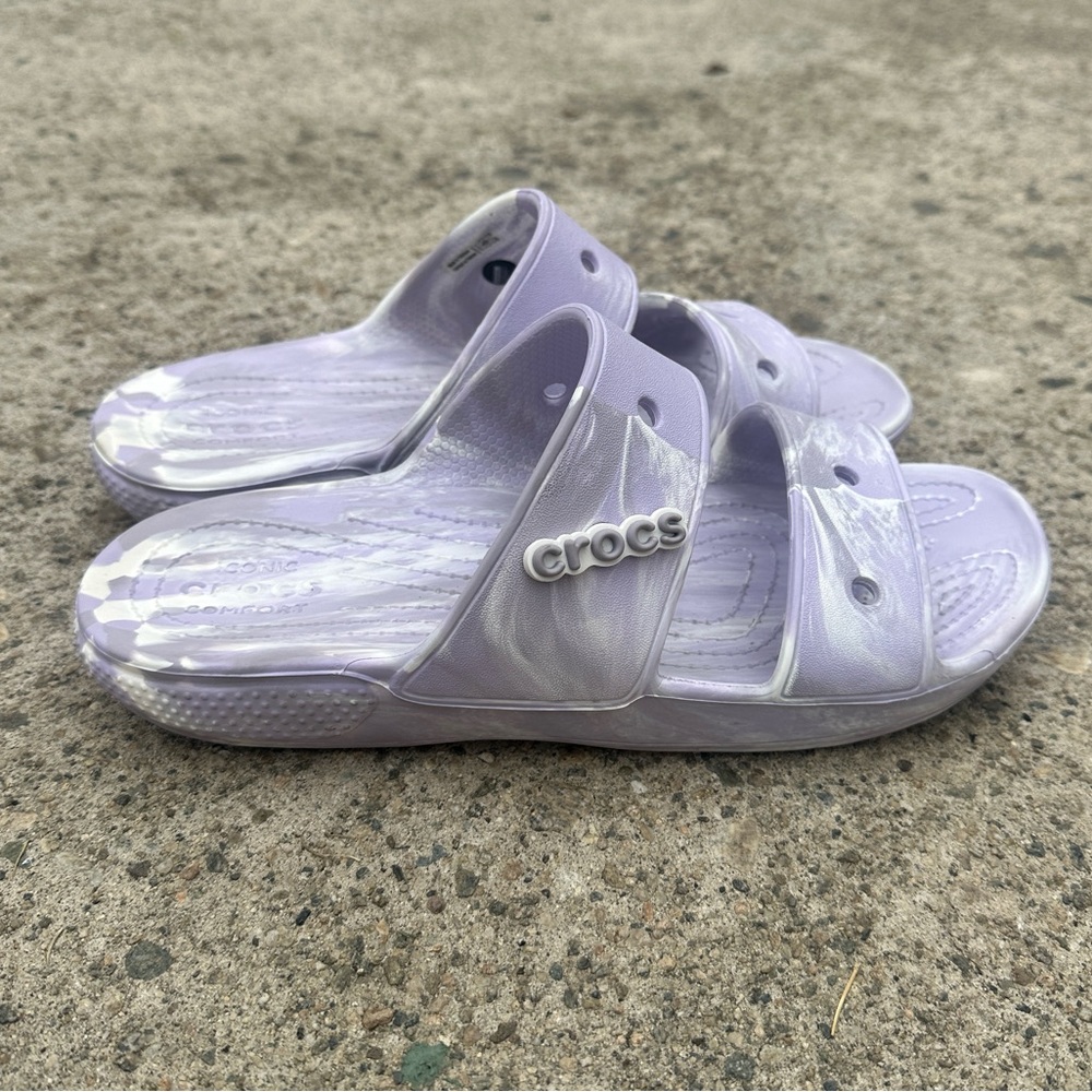 Purple Tie Dye Swirl Crocs Sandals Size10 - Picture 3 of 8